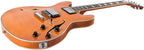 Monoprice 610924 Orange Semi-Hollow Body Electric Guitar