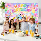 STJKRCLW Dumpling-Themed Happy Birthday Party Backdrop