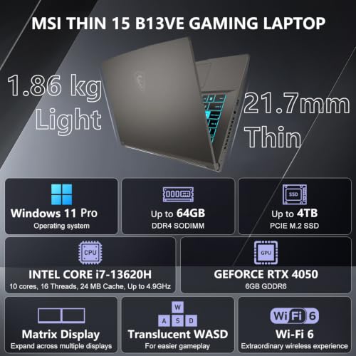 MSI Thin 15 RTX 4050 Core i7 Gaming Laptop — main product image