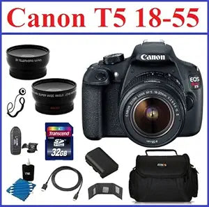 Canon EOS Rebel T5 DSLR Camera 3-Lens Bundle