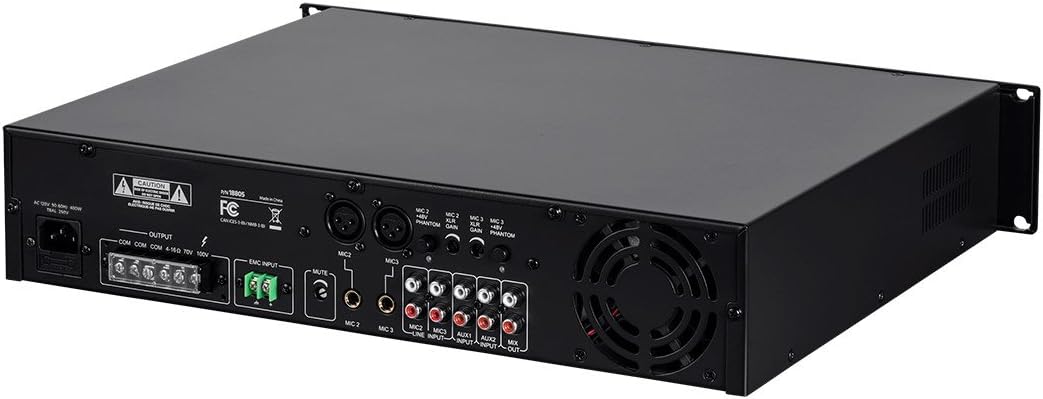 Monoprice Commercial Audio Mixer Amplifier - 240W 5-Channel 70/100V