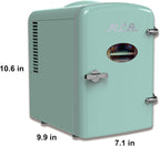 RCA RMIS129-MINT Mini Retro 6-Can Beverage Fridge - Mint