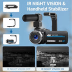 THPACIP 4K UHD Vlogging Camcorder with Stabilizer and Mic