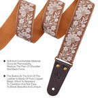 Nefelibata Embroidered Full-Grain Leather-End Guitar Strap