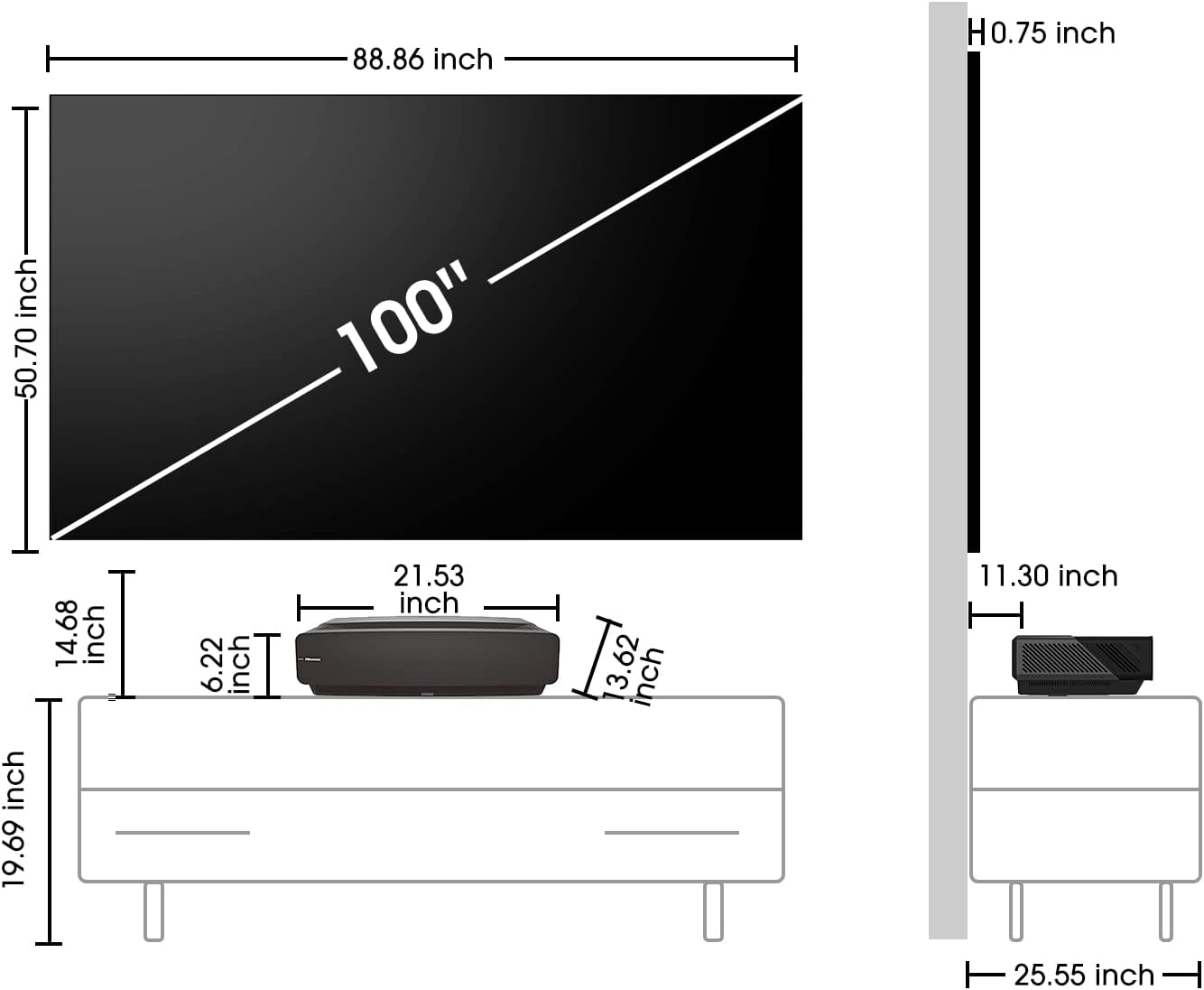 Hisense 100L5G-DLT100B 100" 4K Ultra Short Throw Laser TV