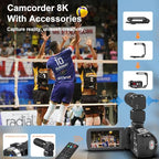Yollner 8K Video Camera Camcorder with WiFi and Night Vision
