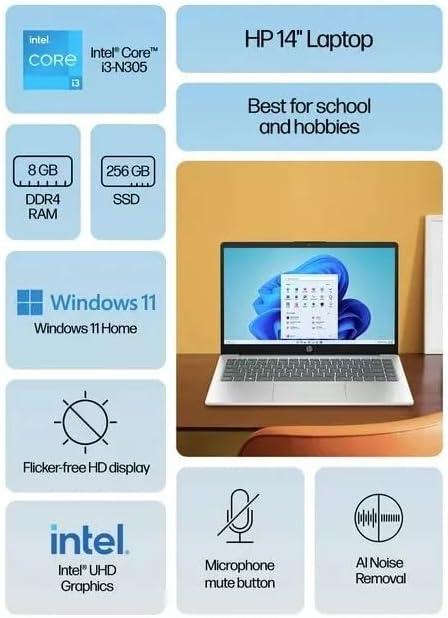 HP Intel High Performance Laptop - Slim and Lightweight - Intel i3 - 8GB RAM