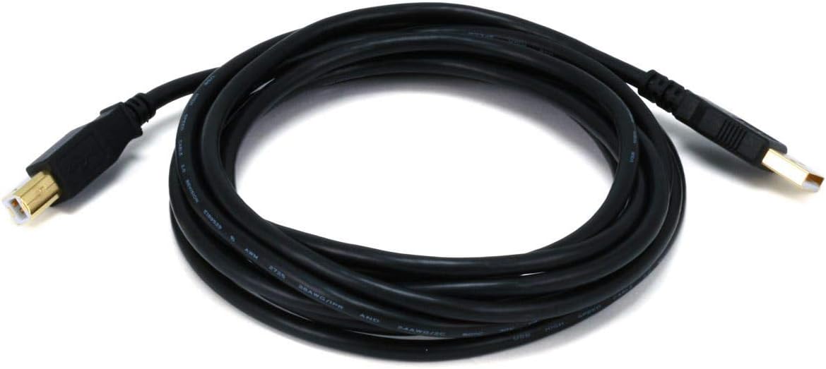 Monoprice 105439 USB 2.0 A to B Cable - 10ft Gold Plated