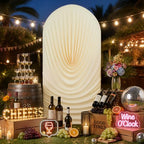 HANGING BULBS Beige Waterfall Draped Arch Backdrop Cover
