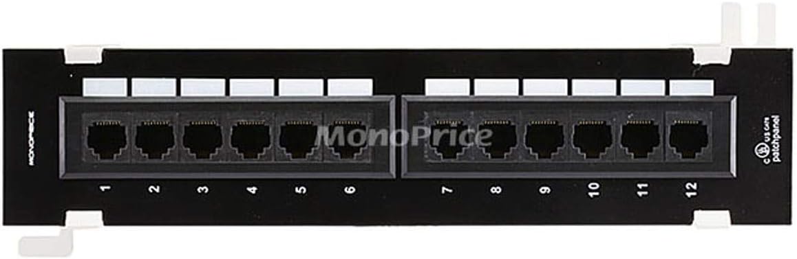 Monoprice 107304 12-Port Vertical Cat6 Mini Patch Panel
