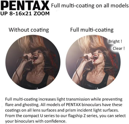 Pentax UP 8-16x21 Black Zoom Binoculars - Multi-Coated Optics