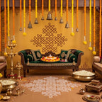Fanfanwin Yellow Indian Pooja Backdrop, 8 x 5 ft Extralarge