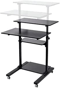 Monoprice 115723 Height Adjustable PC Cart Sit Stand Desk Converter