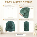 HANGING BULBS Hunter Green Waterfall-Draped Arch Backdrop Cover