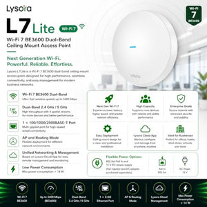 Lysora L7Lite Wi-Fi 7 BE3600 Dual-Band Ceiling Access Point