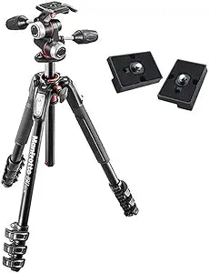 Manfrotto MK190XPRO4-3W Aluminum Tripod 3-Way Head + ZAYKiR Plates