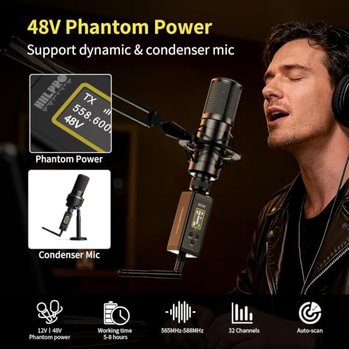 HHLPRO Wireless XLR Transmitter and Receiver System with Phantom Power — main product image