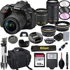 Nikon D5600 DSLR Camera with Lenses Bundle (Renewed)