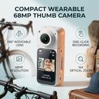UPALDHOU Thumb Camera 68MP 16X Magnetic Wearable Camcorder
