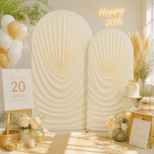 HANGING BULBS Beige Waterfall Arch Backdrop Cover Set — main product image