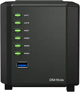 Synology DS419slim DiskStation Compact 4-Bay NAS 16TB HDD