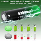 BENKIA 9900mAh Rechargeable Flat Top Batteries 6-Pack