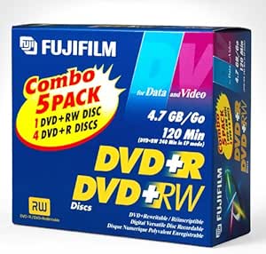 Fujifilm Combo 5 Pack DVD+R and DVD+RW Discs