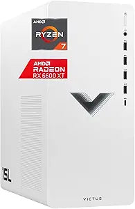 HP TG02 Victus 15L Gaming Desktop Ryzen 7 RX 6600XT - White — main product image