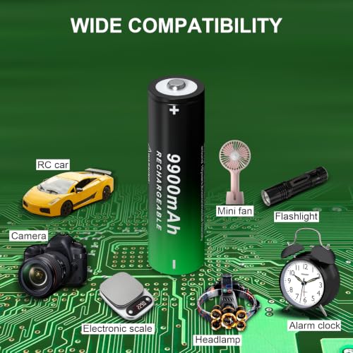 BENKIA Button Top Rechargeable Batteries with Charger, 6-Pack — main product image
