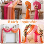 Tiangrid Pink Orange Sheer Chiffon Wedding Arch Draping Fabric