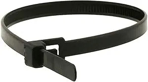 Monoprice 105801 12-Inch Releasable Cable Ties, 50 LBS, Black - 100 Pack