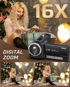 Fxmug QHD 2.7K Vlogging Camcorder with Flip Screen
