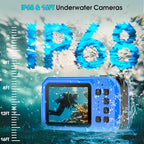Yifecial 4K Waterproof Underwater Camera, 64MP with 16GB Card