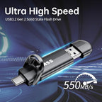 SSK 256GB Dual USB-C and USB-A Portable External SSD Drive