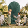 HANGING BULBS Hunter Green Waterfall-Draped Arch Backdrop Cover