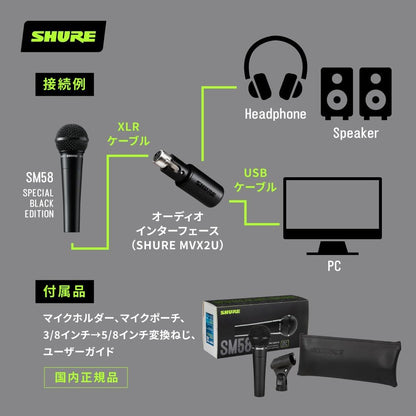Shure SM58-BLK Pro XLR Dynamic Microphone Black Edition