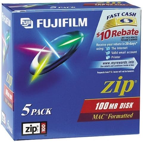 Fujifilm 25272005 Zip 100MB Disks Mac Format 5-Pack