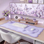 Sabary Scalloped Desk Mat and Keyboard Wrist Rest Set