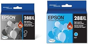 Epson T288XL120 Black & T288XL220 Cyan Ink Cartridge Combo