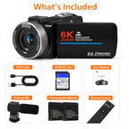 Maenlans 6K Vlogging Camcorder with 64MP Photos