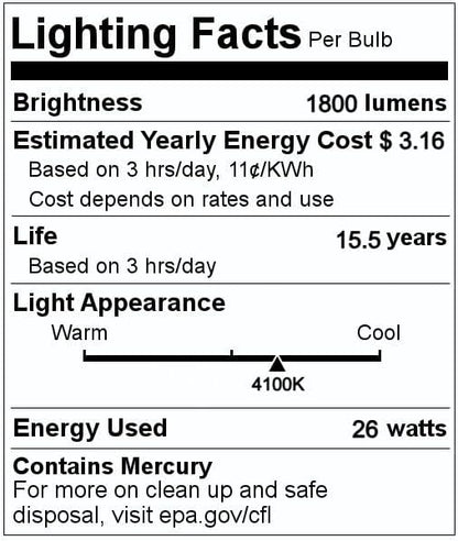 GE Cool White 26W CFL GX24q-3 Plug-in Bulb 6-Pack