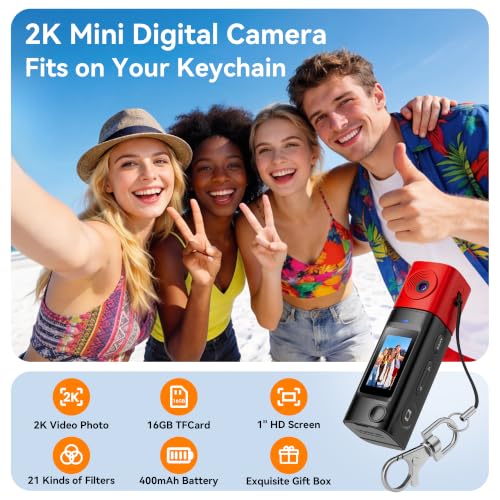 AUCAKU Vintage Keychain Mini Digital Camera — main product image