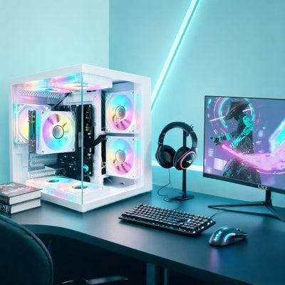 LXZ Ryzen 5 5600GT Prebuilt Gaming Desktop with RGB Glass Case