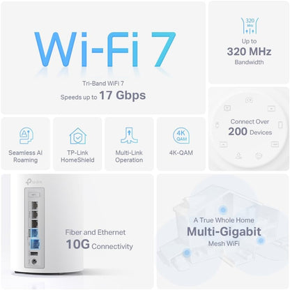 TP-Link Deco BE75(2-Pack) Tri-Band WiFi 7 Whole Home Mesh System