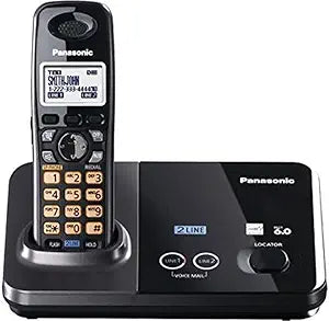 Panasonic KXTG9321T 2-Line Cordless Phone - Metallic Black