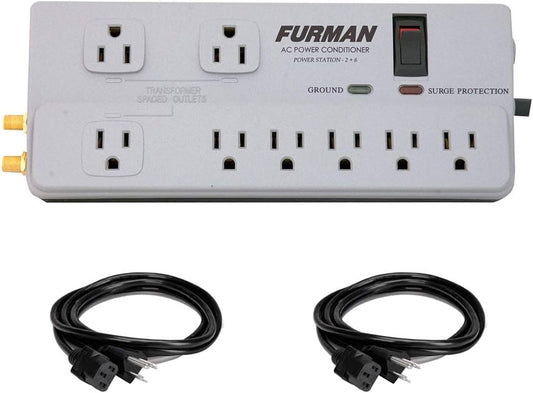 Furman PST-2+6 Power Station + Hosa Extension Cables Bundle