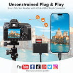Ardaddyn 3-in-1 XD, SD & microSD Card Reader with USB-C and Lightning