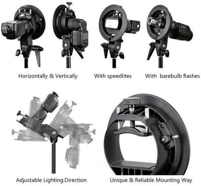 Neewer 90089494 S-Type Bracket & 75" Light Stand Kit