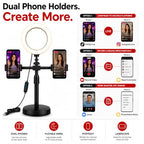 Acuvar 6-Inch LED Ring Light with Dual Phone Holders