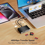Diliichar 4-in-1 Memory Card Reader for Lightning and USB-C